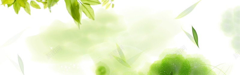 边饰绿叶梦幻绿色psd设计背景_新图网 https://ixintu.com 海报banner