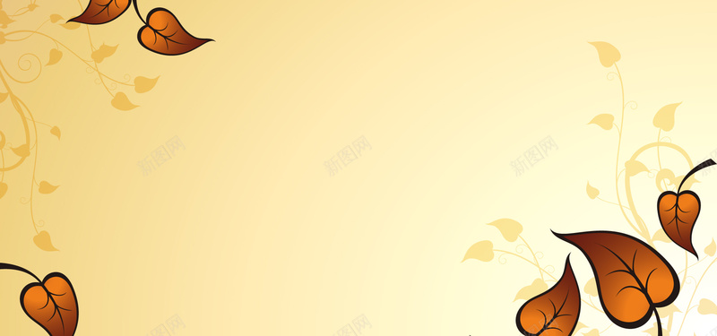 秋天bannerpsd设计背景_新图网 https://ixintu.com 黄色调 图片 树叶 背景 花纹 海报banner 卡通 童趣 手绘