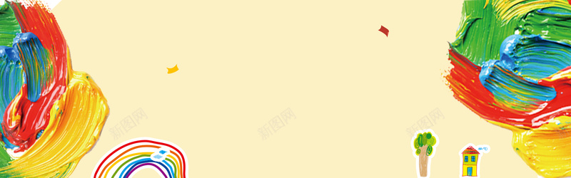 卡通彩绘背景bannerpsd设计背景_新图网 https://ixintu.com 卡通 彩绘 水彩 炫彩 背景 海报banner 童趣 手绘