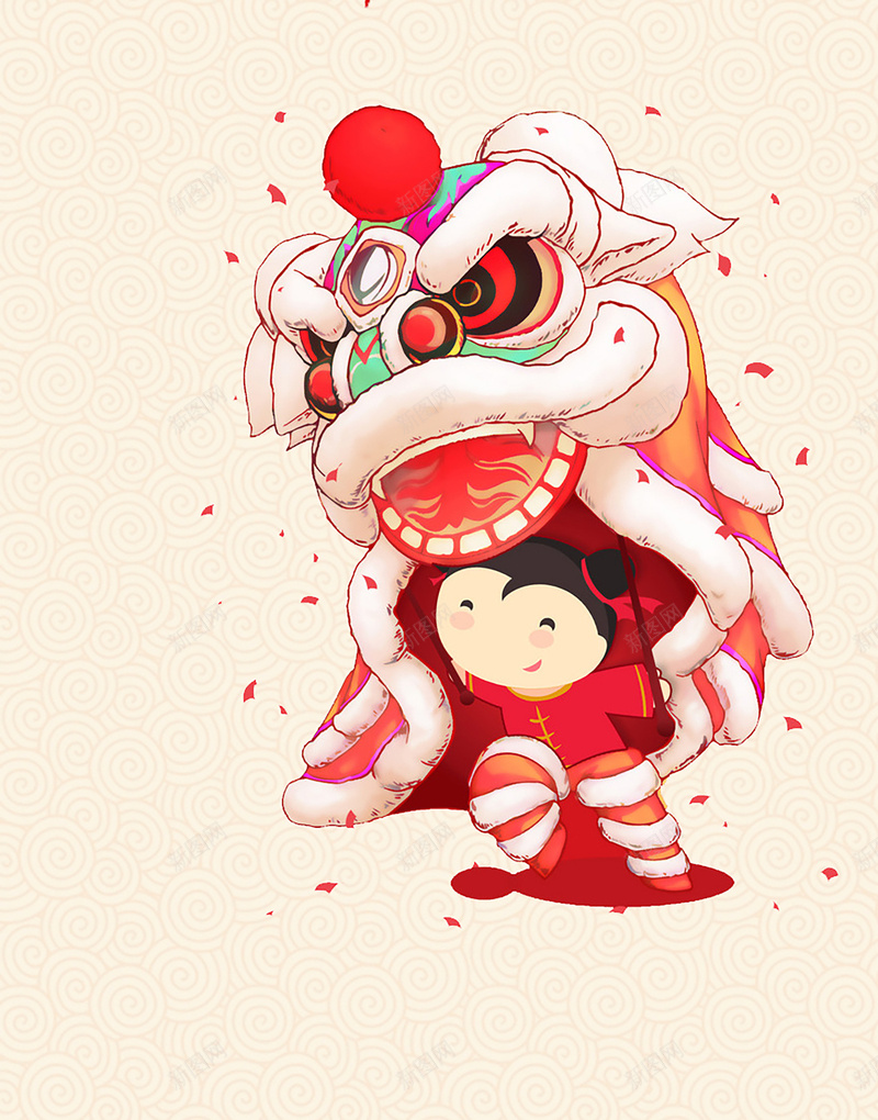 活泼简单新年龙灯小孩舞狮童趣纯色背景素材jpg设计背景_新图网 https://ixintu.com 可爱 大方 小孩 新年 活泼 舞狮 红色 几何背景 淡黄色 背景 素材 开心
