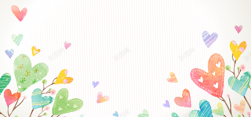 浪漫爱心树背景psd设计背景_新图网 https://ixintu.com 手绘背景 爱情树 浪漫 唯美 海报banner 卡通 童趣 手绘