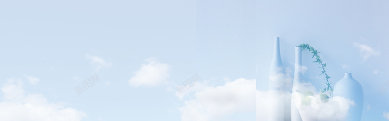 素雅背景图psd设计背景_新图网 https://ixintu.com 花瓶 绿叶 烟雾 云朵 女装 淘宝 美妆 促销 海报banner 文艺 小清新 简约