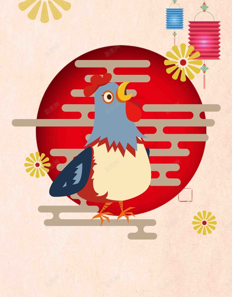 鸡年年夜饭海报背景模板psd设计背景_新图网 https://ixintu.com 手绘 插画 海报 预定 鸡年 年夜饭 春节 新年 简约 卡通