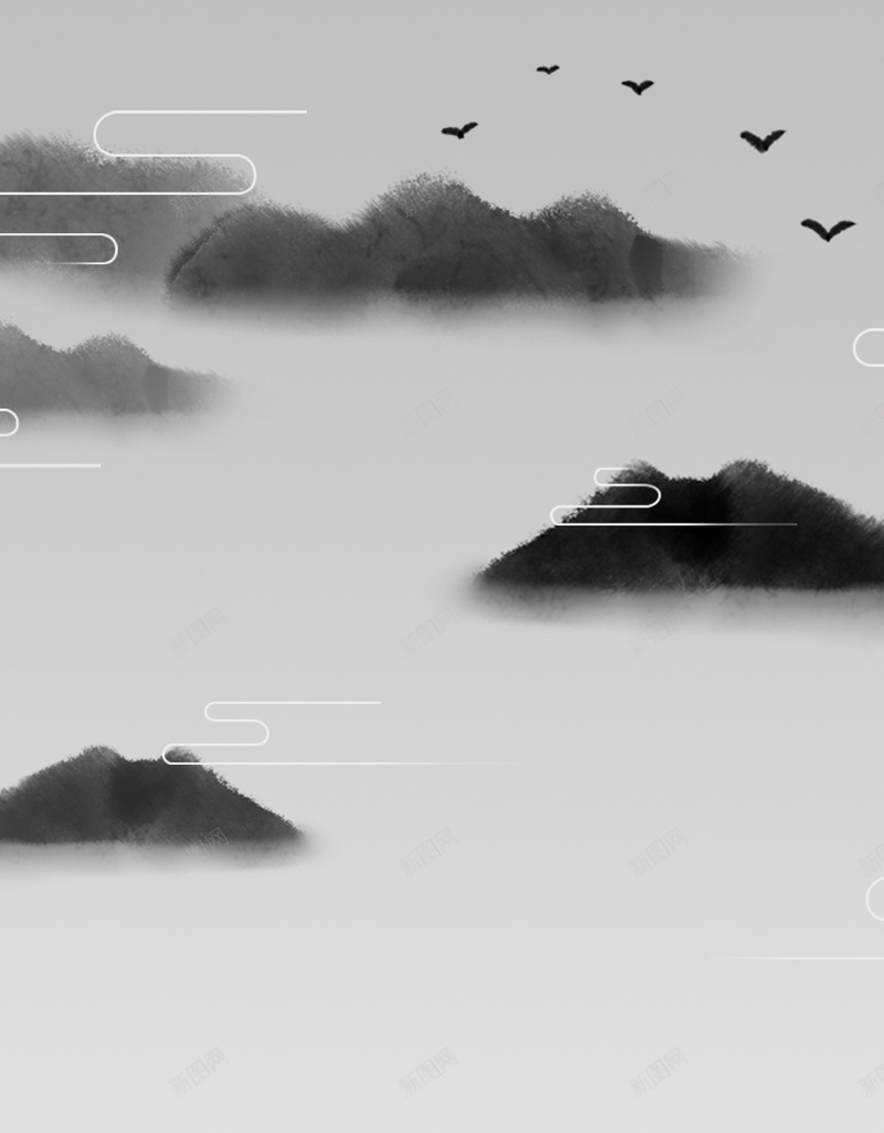 灰色简约山水画背景psd设计背景_新图网 https://ixintu.com 山水画 水墨画 大气 灰色 简约 H5 h5