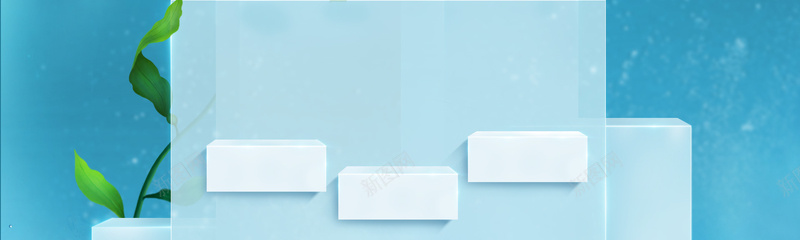 海洋冰泉背景jpg设计背景_新图网 https://ixintu.com 冰泉 叶子 海洋 立体 蓝色 背景 海报banner
