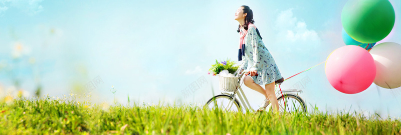 绿色春季小清新女装海报bannerjpg设计背景_新图网 https://ixintu.com 踏青季 踏青出游季 春季踏青 踏青春游 清明踏青 春游季 踏青节 阳春三月 春天踏青 踏青活动 绿色草坪 蓝天白云 彩色气球 绿色背景 服装 小清新 春装上新 女装banner 海报banner
