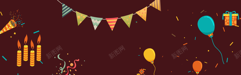 水彩风格创意蛋糕bannerjpg设计背景_新图网 https://ixintu.com 彩带素材 气球素材 纹理背景 蜡烛素材 礼品 小彩旗素材 礼物盒子 简约大气 极简风格 电商背