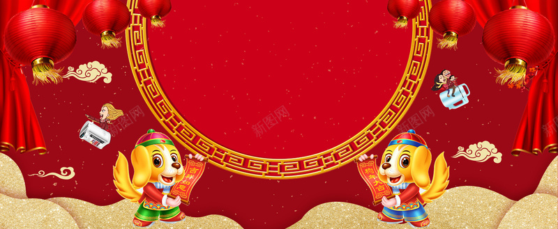 新年年货节卡通背景psd设计背景_新图网 https://ixintu.com 新年店铺首页 天猫年货节 首页设计 海报 鞋 年货节坚果零食 数码家电服装 生活用品 酒红色