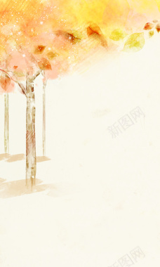 秋冬手绘树叶插画背景素材背景