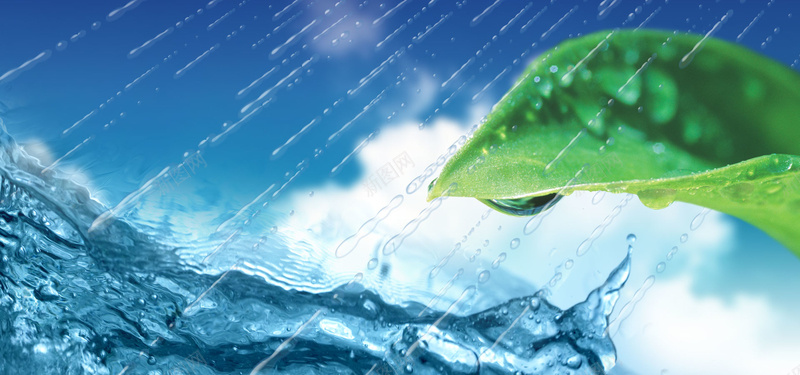雨季背景jpg设计背景_新图网 https://ixintu.com 海报banner 下雨 水花 清新 绿叶 化妆品广告 文艺 小清新 简约