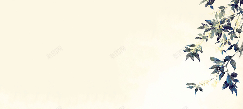 手绘古风叶子背景jpg设计背景_新图网 https://ixintu.com 手绘 唯美 古风 叶子 简约 海报banner 中国风