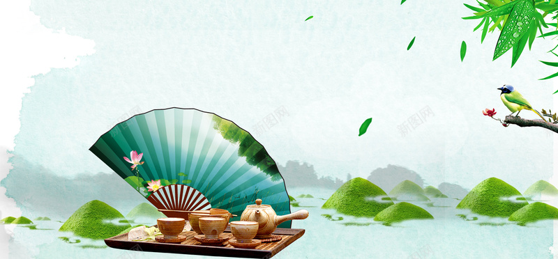 春茶上市中国风扇子柳树绿bannerpsd设计背景_新图网 https://ixintu.com 茶叶 绿芽 春茶 新茶上市 春茶上市 早茶 文艺 小清新 春天 素材 广告 设计 背景 树叶 扇子