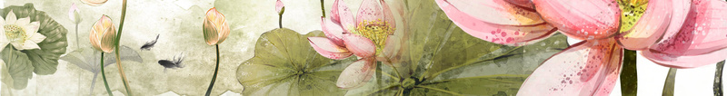 古风荷花背景psd设计背景_新图网 https://ixintu.com 中国风 梅花 手绘 水彩 荷花 荷叶