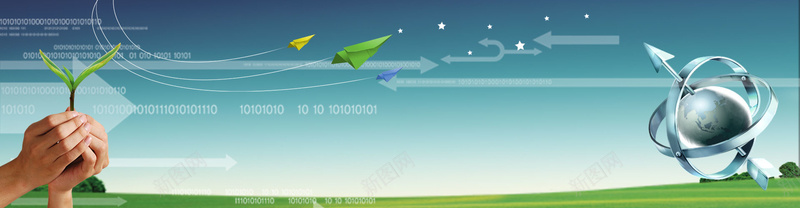 互联网商务蓝绿色bannerpsd设计背景_新图网 https://ixintu.com 互联网 商务 蓝色 绿色 手 叶子 代码 科技感 教育培训 严谨