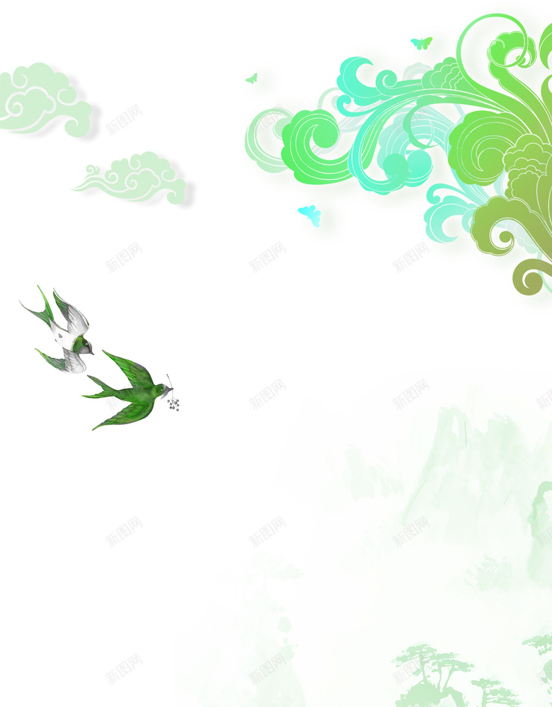 清明节祭祖水墨风绿色H5背景psd设计背景_新图网 https://ixintu.com 清明节 祭祖 水墨风 绿色 飞燕 小船 远山 泼墨 清新 清明节背景