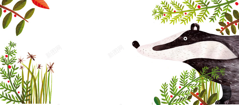 卡通熊背景bannerjpg设计背景_新图网 https://ixintu.com 卡通 花卉 手绘 熊 水彩 插画 全屏背景 banner
