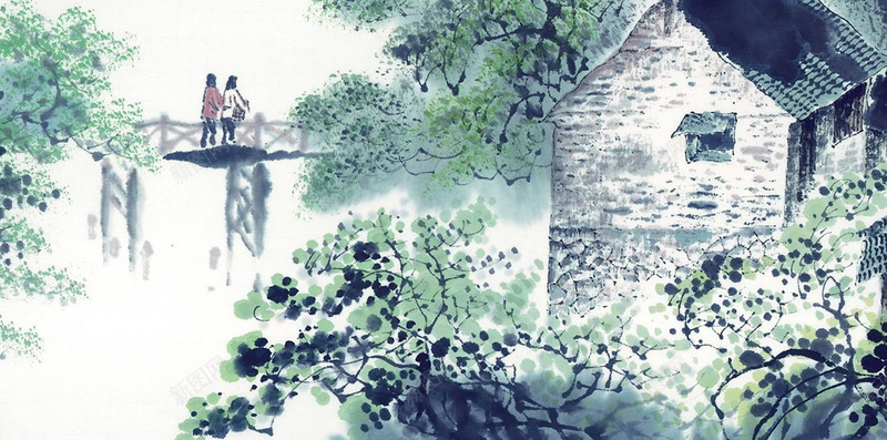 水墨乡村风机背景jpg设计背景_新图网 https://ixintu.com 中国画 水墨画 房屋 乡村 背景 中国风