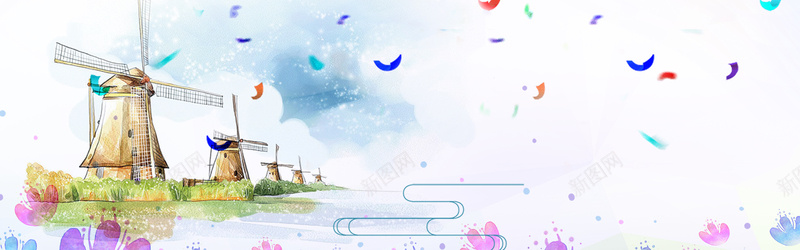 城市水彩手绘bannerpsd设计背景_新图网 https://ixintu.com 城市剪影 城市 简约 绚丽 颜料 淡雅泼彩 水彩 创意