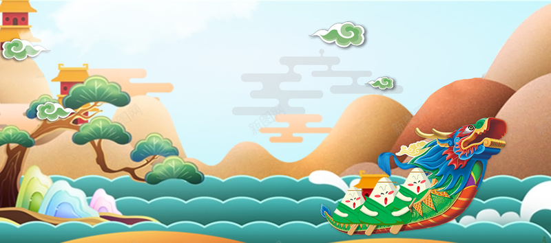 端午节清新蓝色清新手绘海报背景psd设计背景_新图网 https://ixintu.com 端午节 端午节海报 清新 蓝色 手绘 海报背景 banner 端午节banner