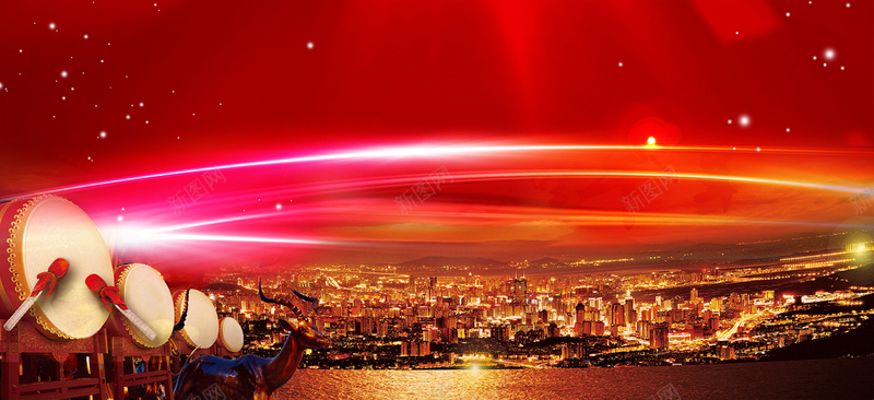 红酒促销背景psd设计背景_新图网 https://ixintu.com 红色 喜庆 鼓 城市建筑 红酒促销背景 海报banner 激情 狂欢
