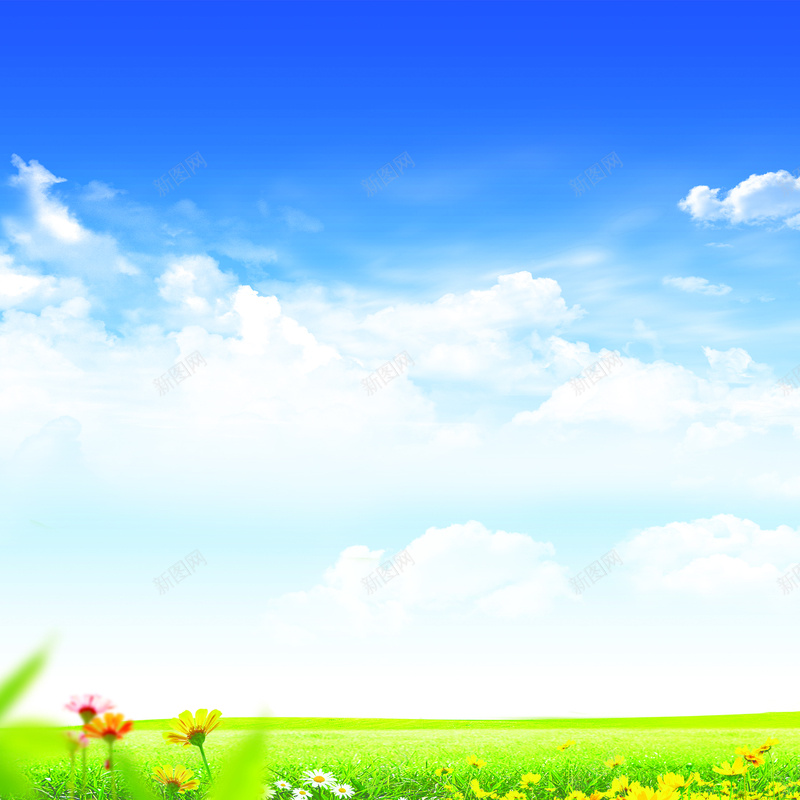 天空云朵海报psd设计背景_新图网 https://ixintu.com 天空 云朵 草地 平原 云 激情