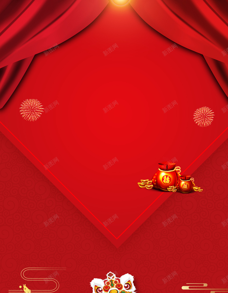 卡通舞狮帘幕红色bannerpsd设计背景_新图网 https://ixintu.com 2018狗年 2018 新年快乐 新春大吉 狗年 喜迎新春 除夕 除夕夜 春节 新年 狗年吉祥 金狗