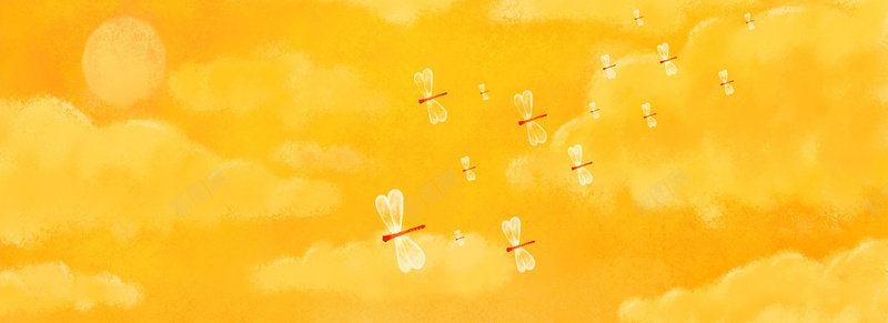 温馨黄色手绘蜻蜓背景背景