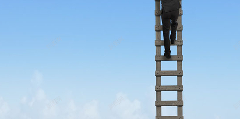 爬梯子的人H5背景jpg设计背景_新图网 https://ixintu.com 商务图标 云朵 商务 梯子 蓝色 科技 科幻