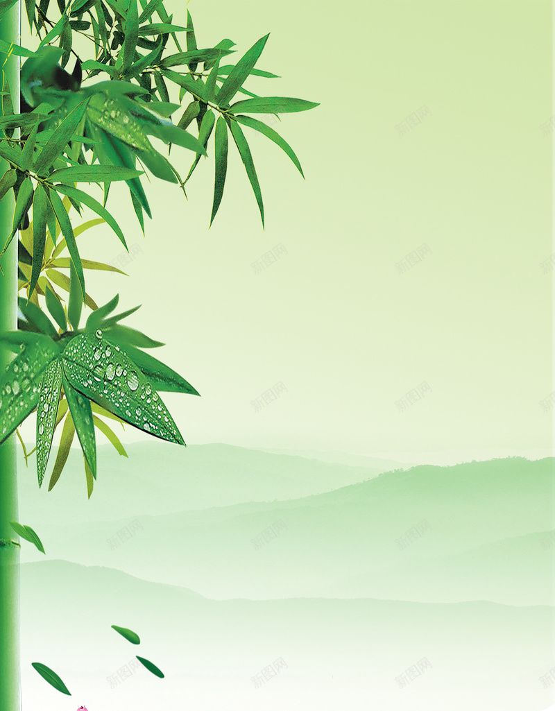 中国风竹叶背景jpg设计背景_新图网 https://ixintu.com 中国风 传统文化 荷花 水墨文化 竹子 古典 露珠