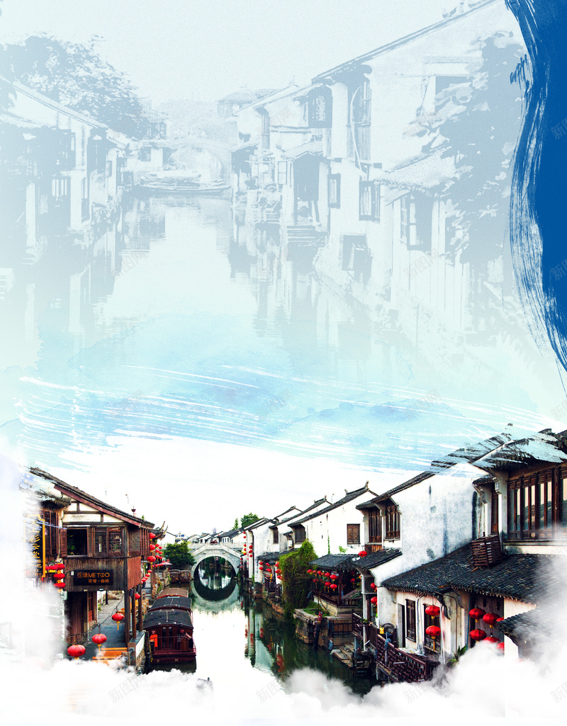 苏州旅行背景素材psd设计背景_新图网 https://ixintu.com 旅行 水乡 江南 海报 苏州 背景 文艺 矢量