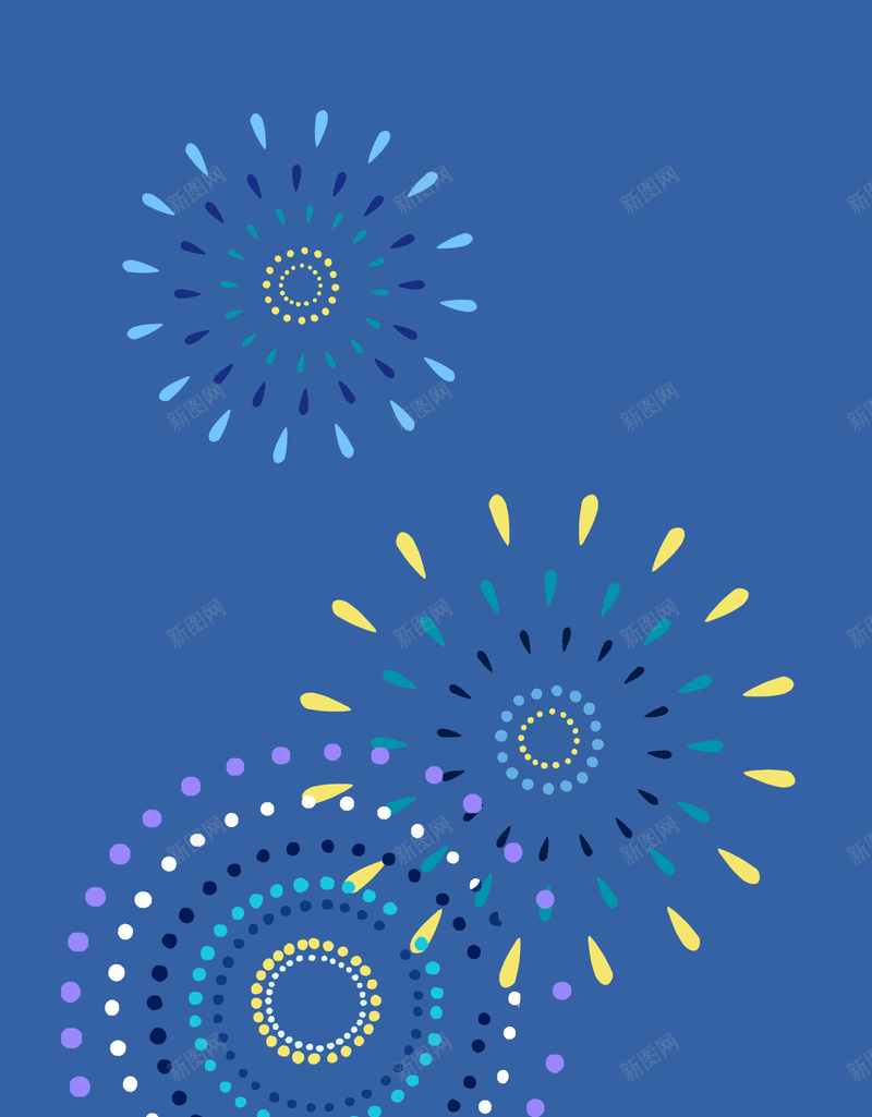 海报背景图psd设计背景_新图网 https://ixintu.com 卡通 天空 扁平 手绘 蓝色 烟花 爆竹 彩色 高清 渐变 几何
