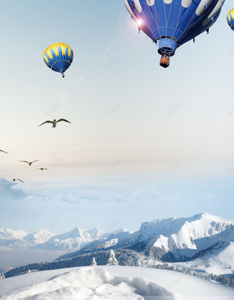 瑞士雪山瑞士之旅宣传海报背景素材psd设计背景_新图网 https://ixintu.com 简约旅游海报 海报背景 瑞士雪山 蓝色天空 热气球 瑞士景点 瑞士金古桥 瑞士之旅 旅游广告 开心