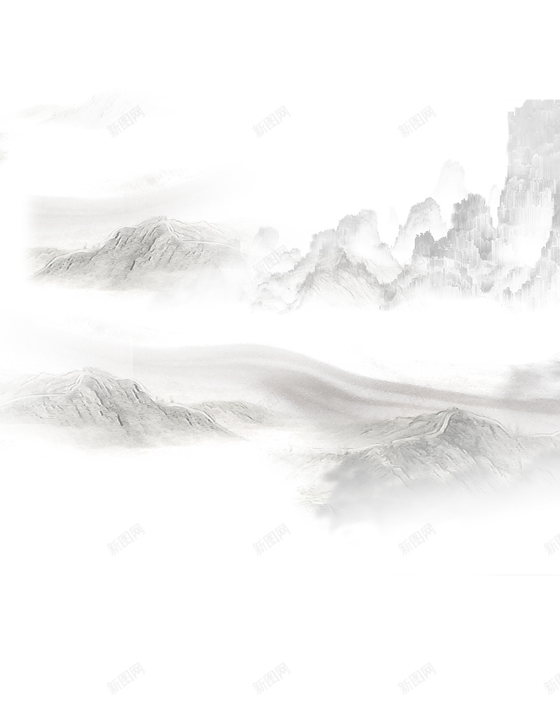 黑白水墨风山川背景jpg设计背景_新图网 https://ixintu.com 水墨风 大气 山川 背景 黑白