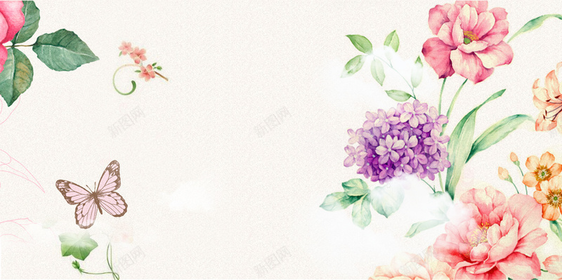 手绘彩色花卉平面广告jpg设计背景_新图网 https://ixintu.com 平面广告 绘画美术 彩色 手绘 花卉 培训班招生 蝴蝶 水彩画