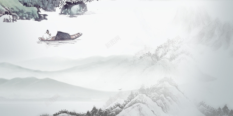 水墨中国风端午节H5分层背景jpg设计背景_新图网 https://ixintu.com 水墨 扇子 中国风 端午节 树木 H5 山 分层背景