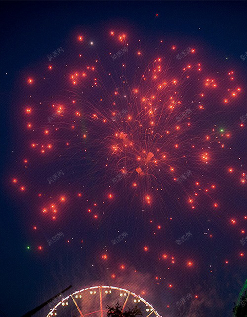 新年快乐烟花摩天轮jpg设计背景_新图网 https://ixintu.com 星空 烟花 摩天轮 庆典 新年快乐 光晕 质感 喜庆 夜景 开心