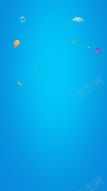 蓝色彩带热气球泡泡海洋背景背景