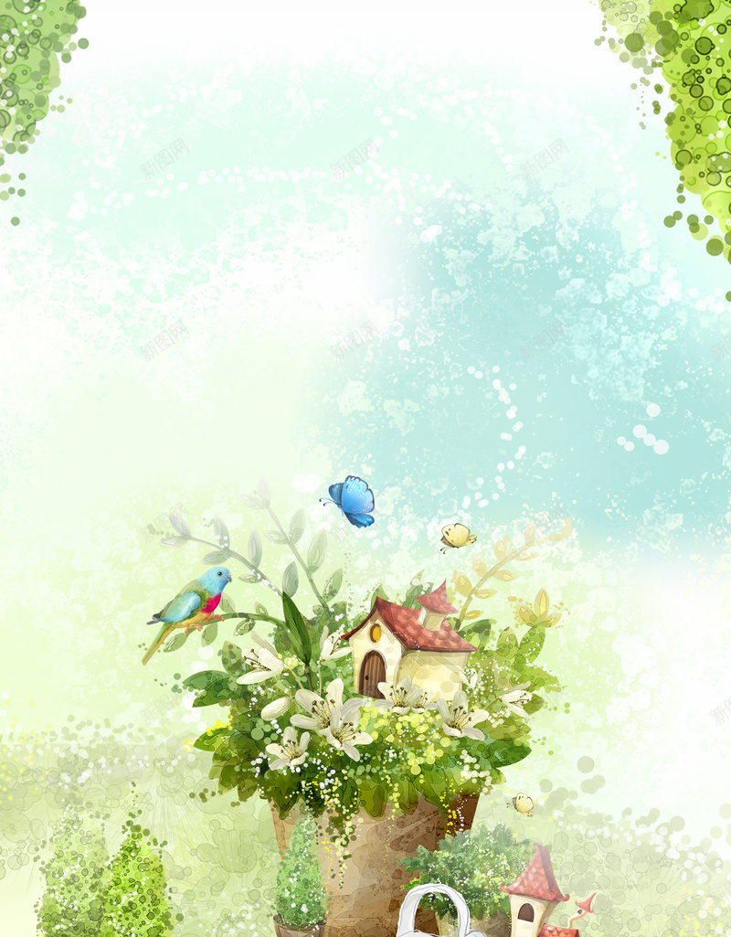 小清新手绘插画植树节海报背景素材psd设计背景_新图网 https://ixintu.com 小清新 公益 手绘 插画 绿色 绿叶 植树节 海报 背景 素材