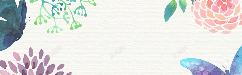 纸张纹理蝴蝶花朵背景jpg设计背景_新图网 https://ixintu.com 纸张纹理 水彩 蝴蝶花朵 海报banner 质感 纹理