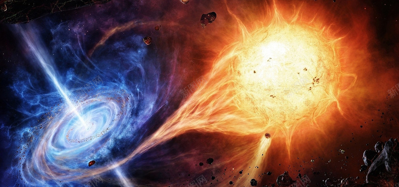 科幻宇宙碰撞图片psd设计背景_新图网 https://ixintu.com 火焰 星河 陨石 海报banner 科技 科幻宇宙碰撞图片 太阳粒子 科幻 商务