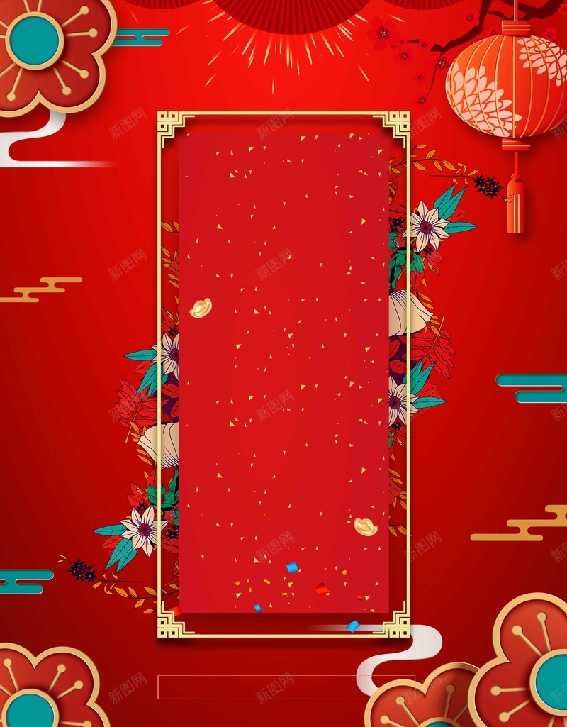 新年春节红色3D立体新式简约背景jpg设计背景_新图网 https://ixintu.com 新年 春节 红色背景 立体 新式 3D 创意 立体花 中国年 新春 简约背景