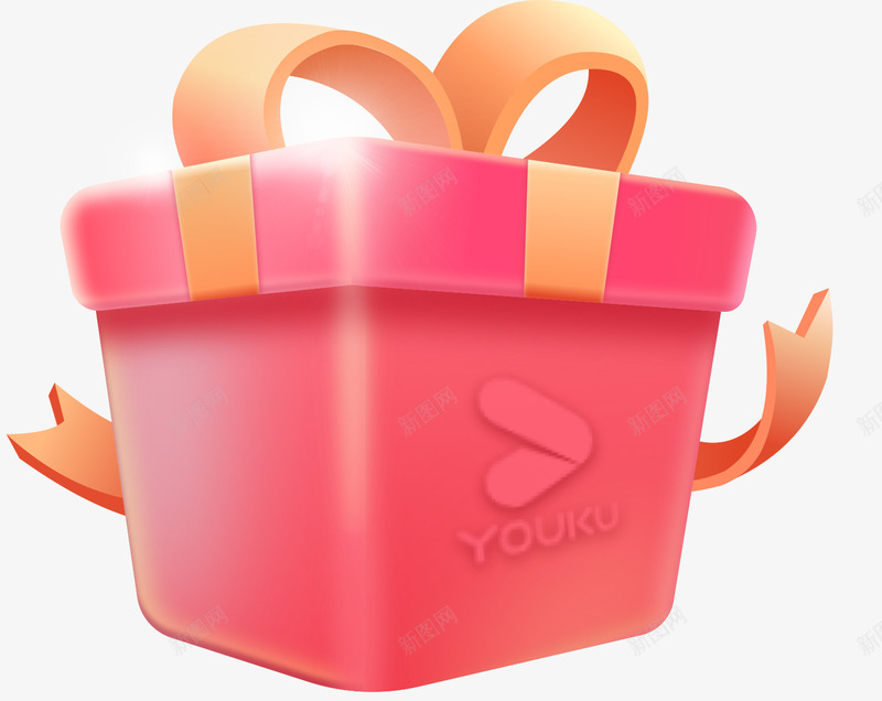 c4d粉色优酷礼物png免抠素材_新图网 https://ixintu.com youku c4d 3d 促销 渐变 礼物 礼盒 立体