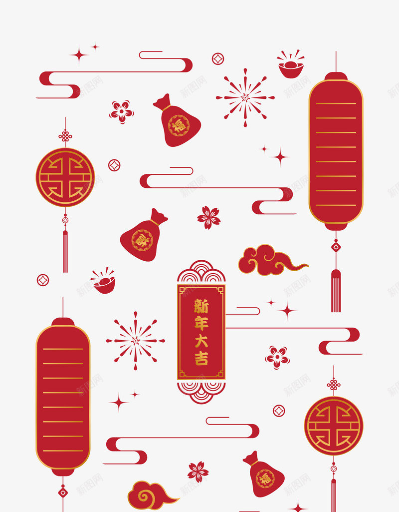 新年古典中国风底纹png免抠素材_新图网 https://ixintu.com 新年 古典 中国 国风 底纹
