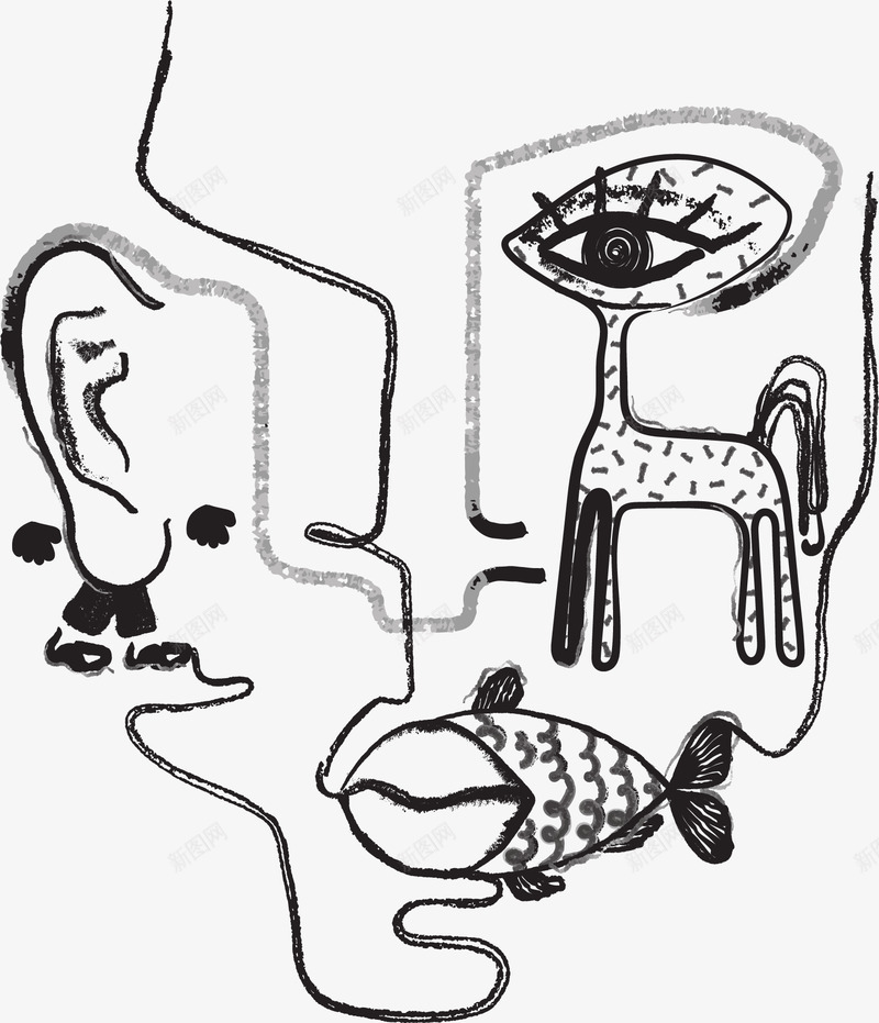 Surrealism Illustration Face画画画png免抠素材_新图网 https://ixintu.com 画画