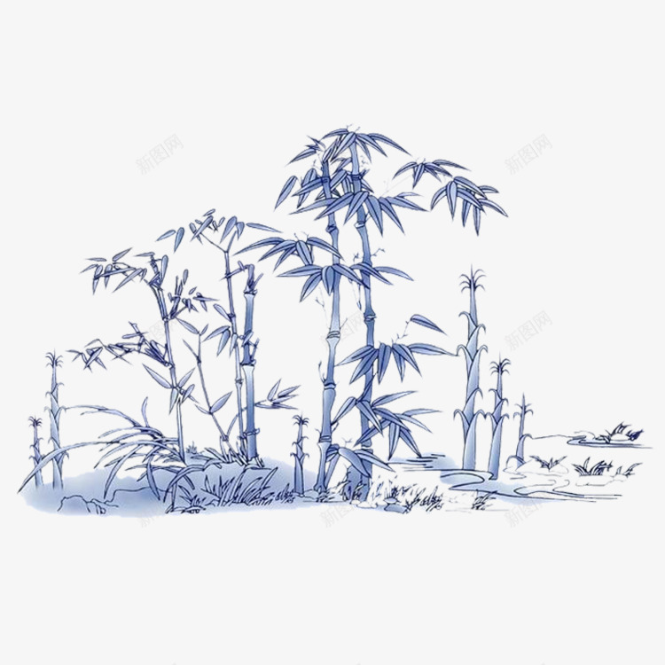 图格式唯美青花竹子艺术图案png免抠素材_新图网 https://ixintu.com 格式 唯美 青花 艺术 图案 树木中国风青山绿水花枝花开艺术画 国画 墨竹 墨迹 竹枝