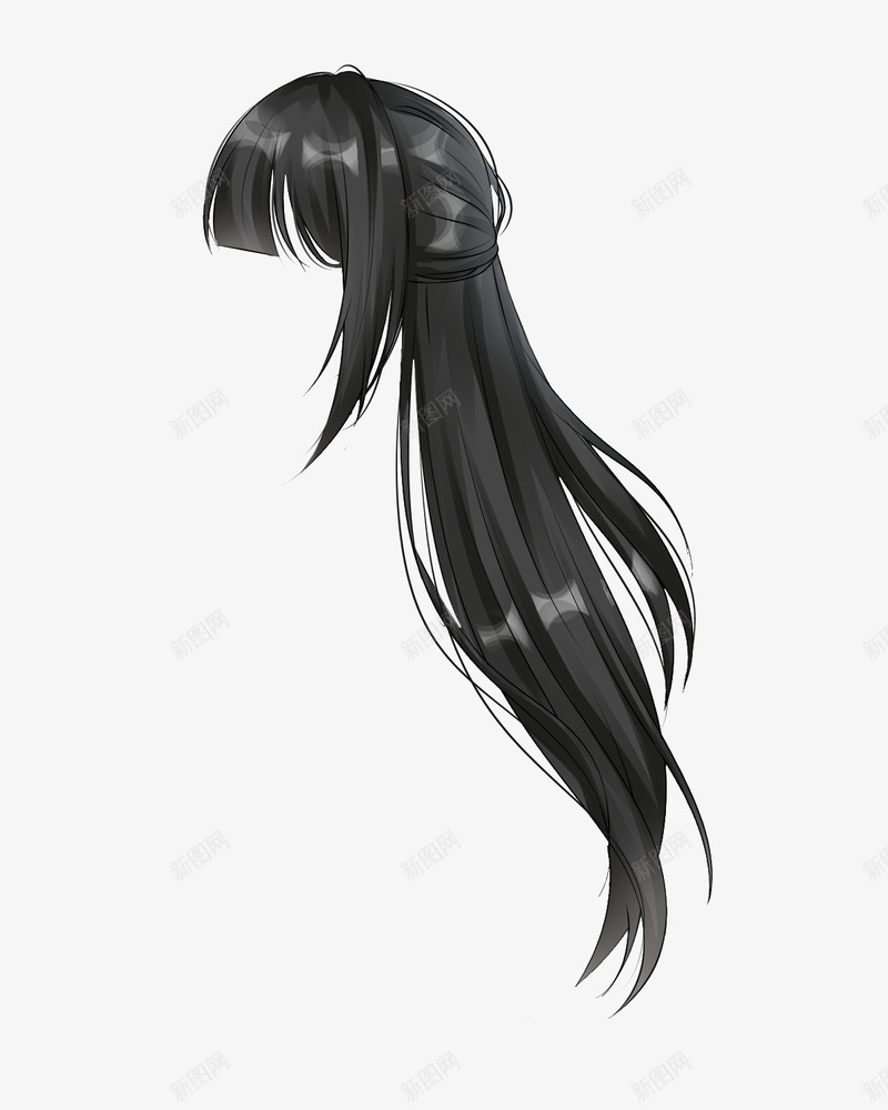 女发黑png免抠素材_新图网 https://ixintu.com 女发 发黑