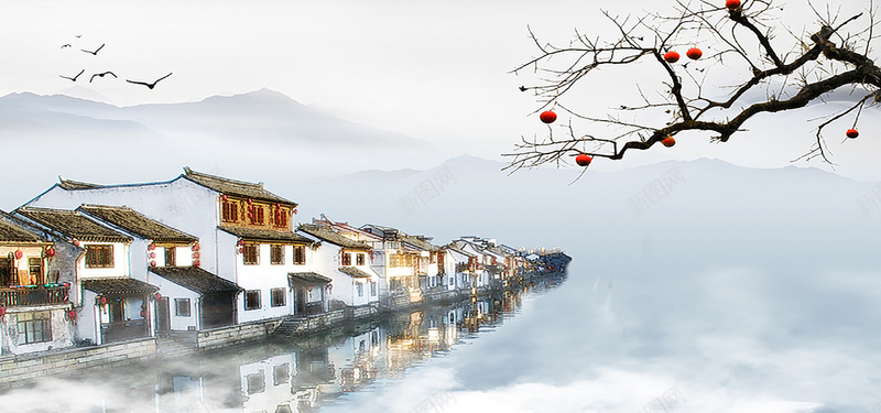 大气中国风背景图jpg设计背景_新图网 https://ixintu.com 建筑 中国风 大气 摄影 风景 房子 灯光 梅花 山 水 意境