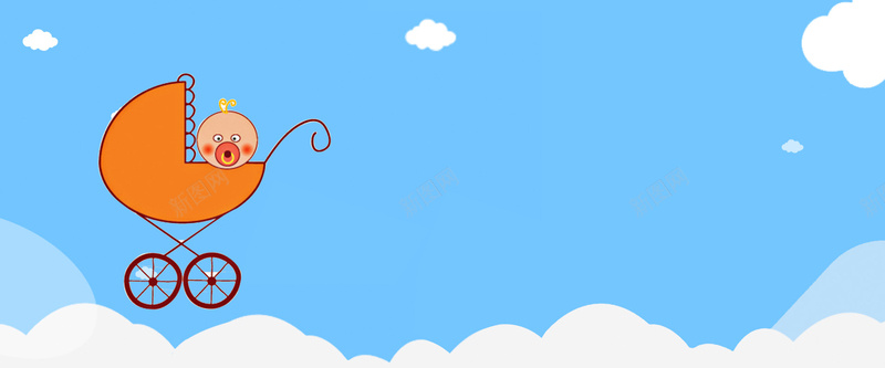 儿童节母婴蓝色促销背景psd设计背景_新图网 https://ixintu.com 海报banner 卡通 白云 童趣 蓝天 手绘 母婴背景 儿童节背景 六一促销背景 淘宝活动