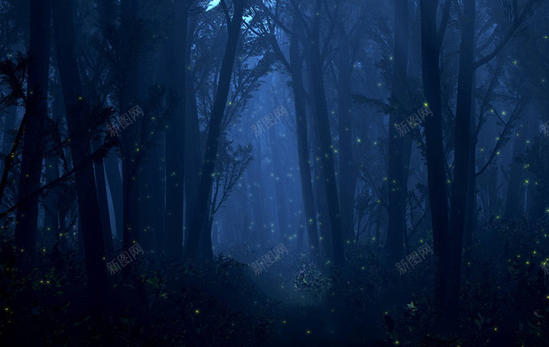 梦话森林jpg设计背景_新图网 https://ixintu.com 森林 自然 萤火虫 详情页海报 浪漫 梦幻