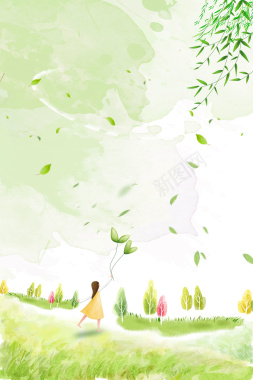 浅绿色手绘春季上新春天背景背景